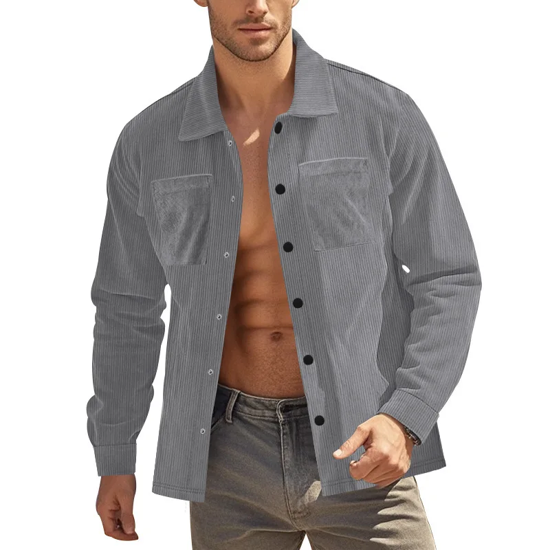 Autumn And Winter New Men's Heavy-duty Long-sleeved Shirt Casual Large-size Cardigan Jacket