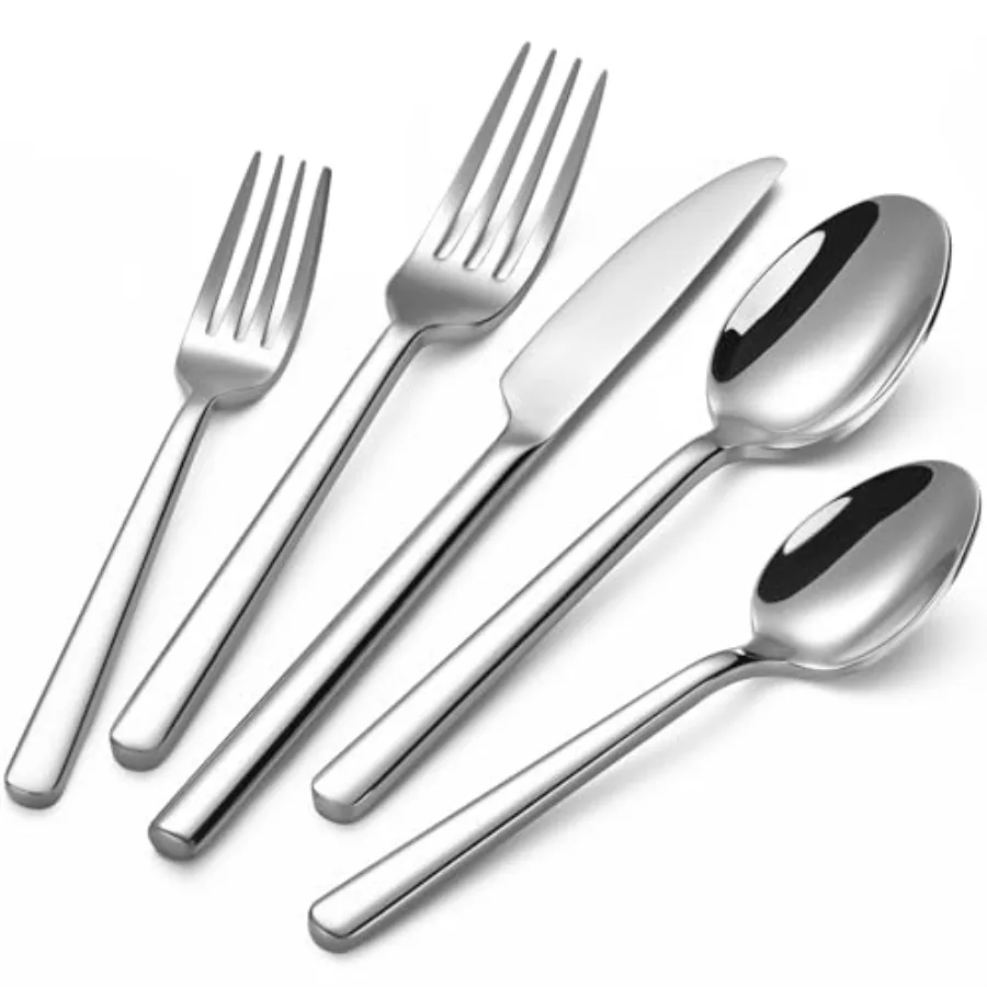 

20-Piece Silverware Set Heavy-Duty Stainless Steel Flatware Set for 4 Cutlery Set with Modern Round Handle Mirror Polished Silv