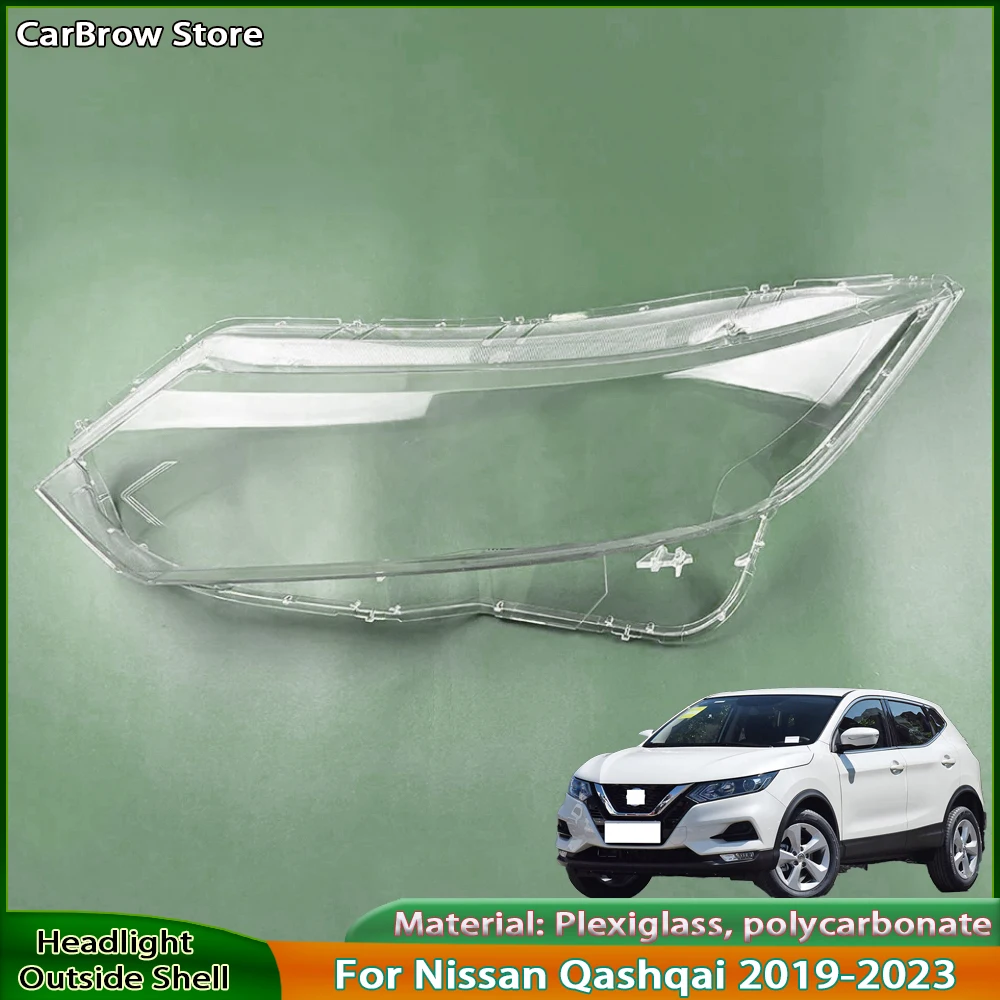 

For Nissan Qashqai 2019-2023 （Fit Xenon lamp ） Front Headlamp Cover Transparent Lampshade Headlight Shell Lamp Shade Plexiglass