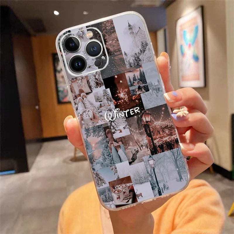 

Winter Christmas Snowflake Phone Case Carcasa Funda For iPhone 17 Pro Max Air 16 15 14 13 Pro Max 15 16 Pro 15Plus 16E Case