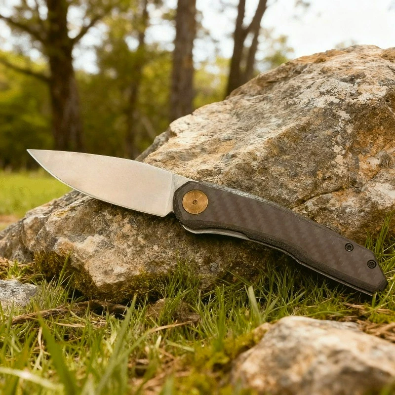 Z & t 0545 الكرة تحمل MagnaCut زعنفة سكين للفرد D2 الحجر شفرة ألياف الكربون مقابض في الهواء الطلق المحمولة EDC سكينة أدوات