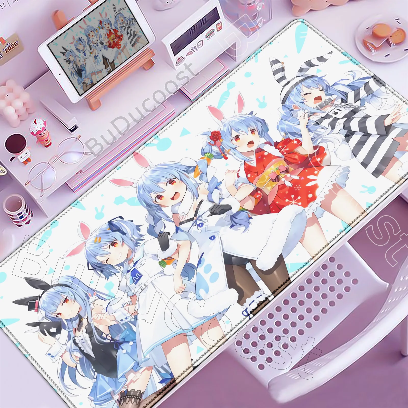 

Usada Pekora Hololive Mouse Pad Kawaii Girl Office Gamer Carpet Mouse Mats Game Desk Accessories Computer Table Pad PC Mousepad