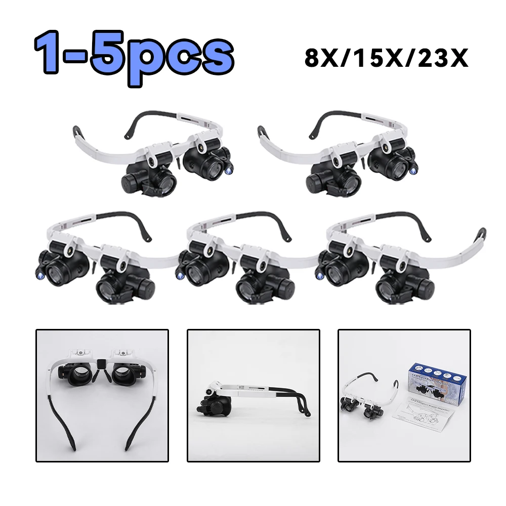 Portable Magnifier Glasses Loupes Measuring Magnifying Glass Lens with LED Jeweler Watch Repair Magnifying Eyewear