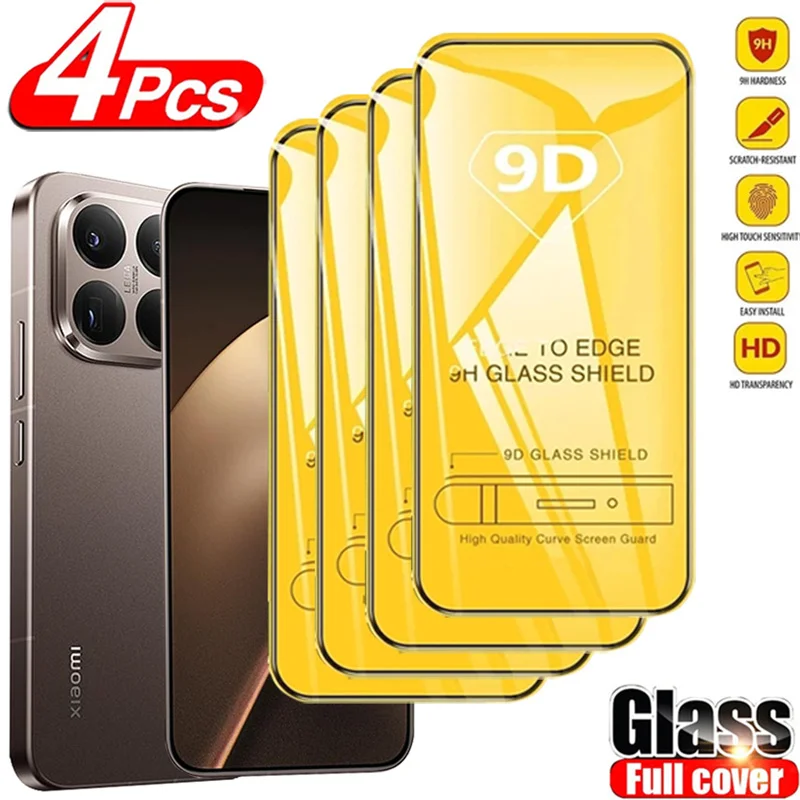 Protecteur d'�cran en verre 9D, 4 pi�ces, pour Xiaomi 14T Pro 13 14, Film tremp� � couverture compl�te pour Xiaomi 13T 12T 11T Pro 12 11 Lite 5G