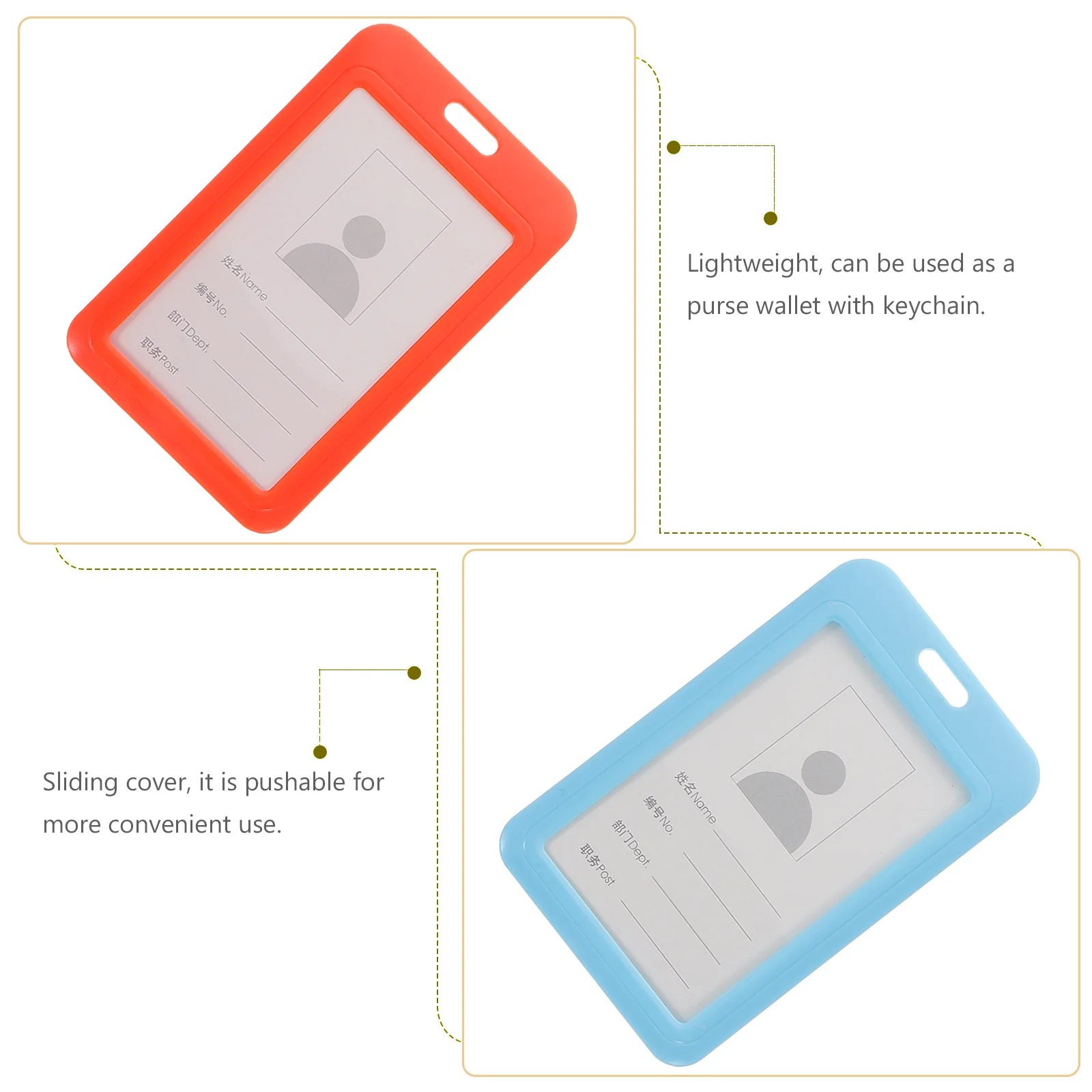 5 قطعة غطاء منزلق معرف شارة حامل الحبل لموظفي المكتب أوراق الاعتماد حامي حافلة تمرير حافظة المفاتيح محفظة غطاء Pp #4