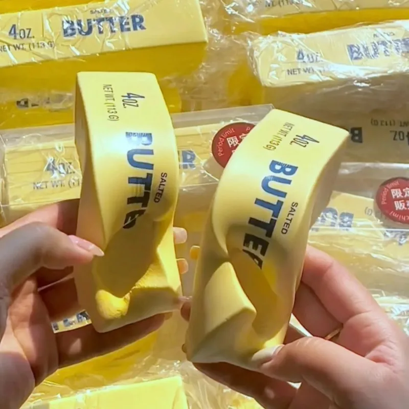 かわいいバタースティック減圧玩具 ソフトイエロー スクイーズバターバーブリック スローライジング スクイーズストレス解消玩具 リラックスギフト