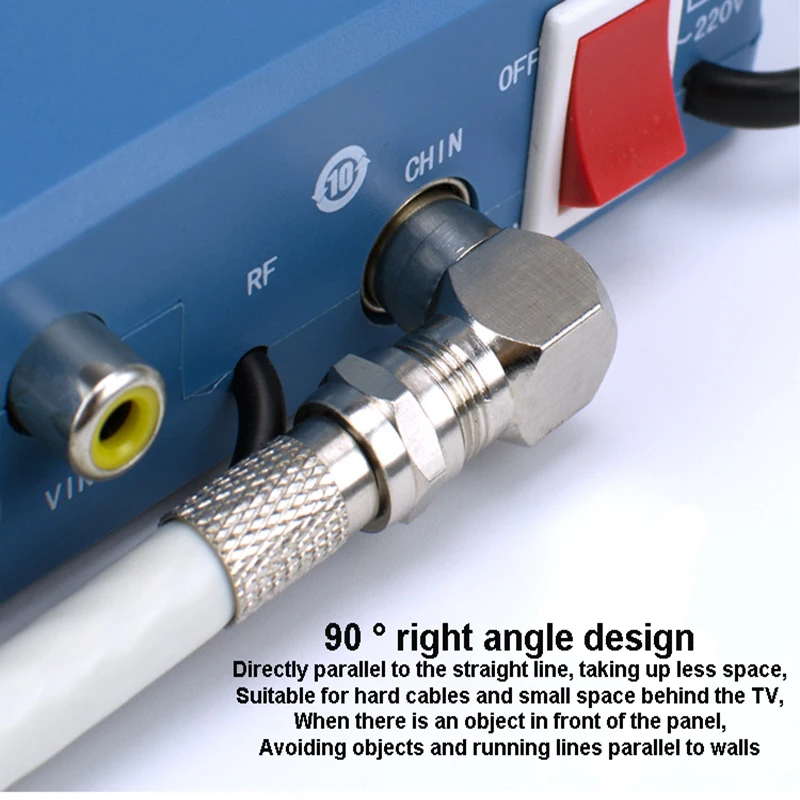 10Pcs 90 Degree Right Angled Cable Connector TV Aerial RF Coaxial F Female to TV Male Plug to Female Socket
