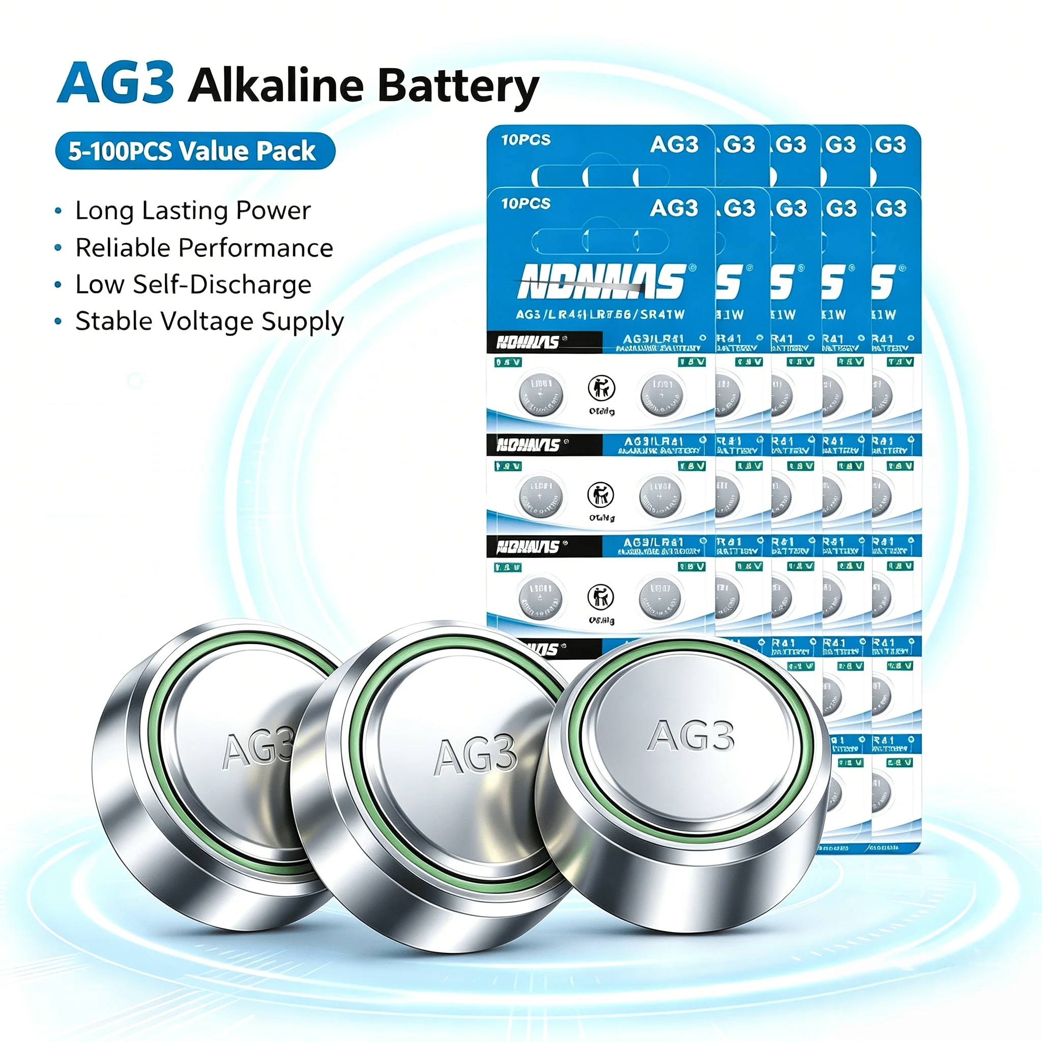 10-100PCS AG3 LR41 1.5V Alkaline Button Batteries 392 SR41 192 L736 384 AG3 Cell Coin Battery for Watch Toys Calculators