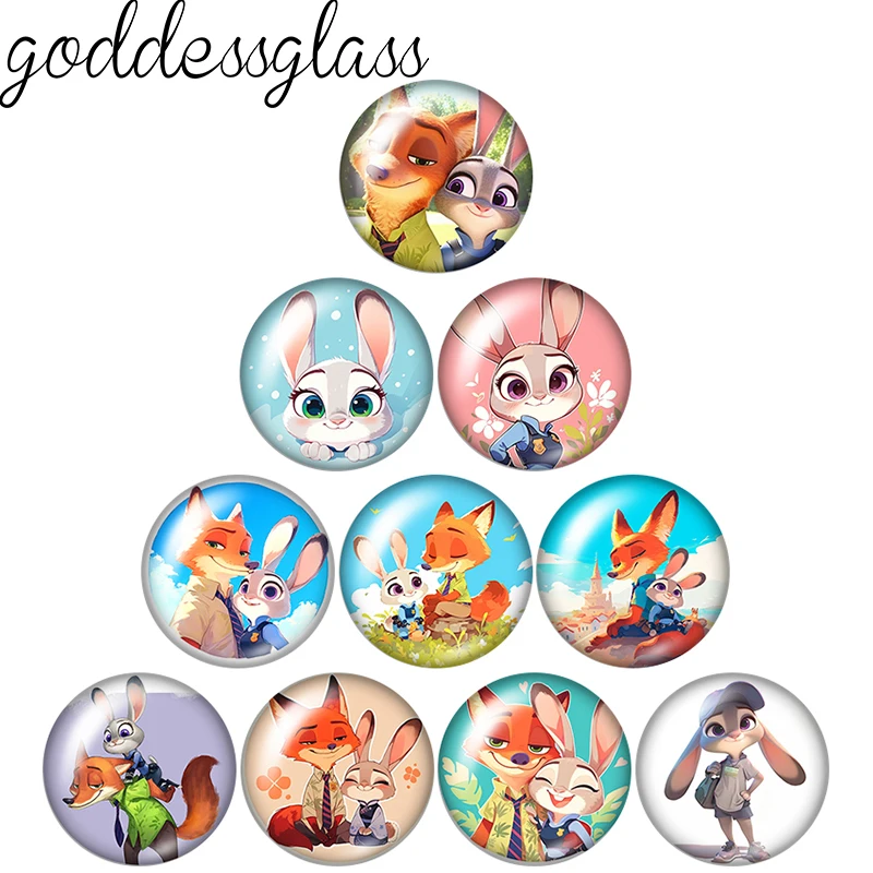 Judy&Nick Paar-Cartoon-Fotos, rund, 12 mm/18 mm/20 mm, Fotoglas-Cabochon mit flacher Rückseite, zur Herstellung von Schlüsselanhänger-Schmuck