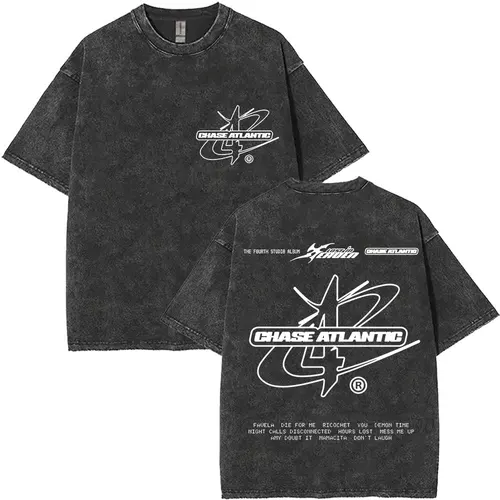 Imagen 2 del producto Chase Atlantic Lost in Europe and UK Tour 2025 álbum Vintage camisetas lavadas hombres Hip Hop gótico camisetas de manga corta ropa de calle