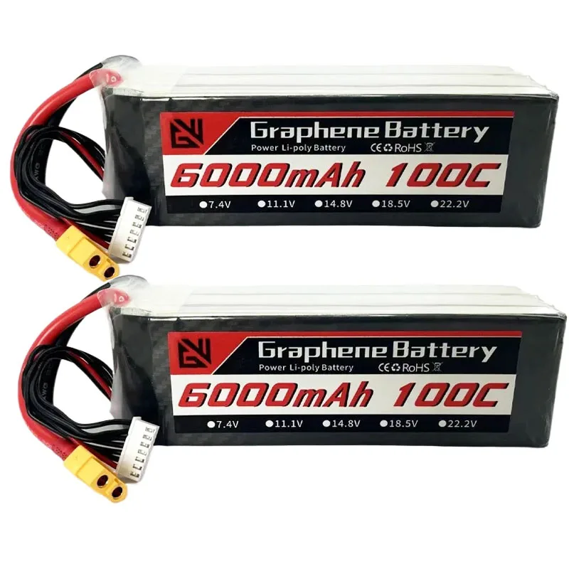 Drone Battery 22.2V 6S Lithium Battery 6000mAh 100C Suitable for Remote Control Cars Ship Models Aircraft Models Racing Models