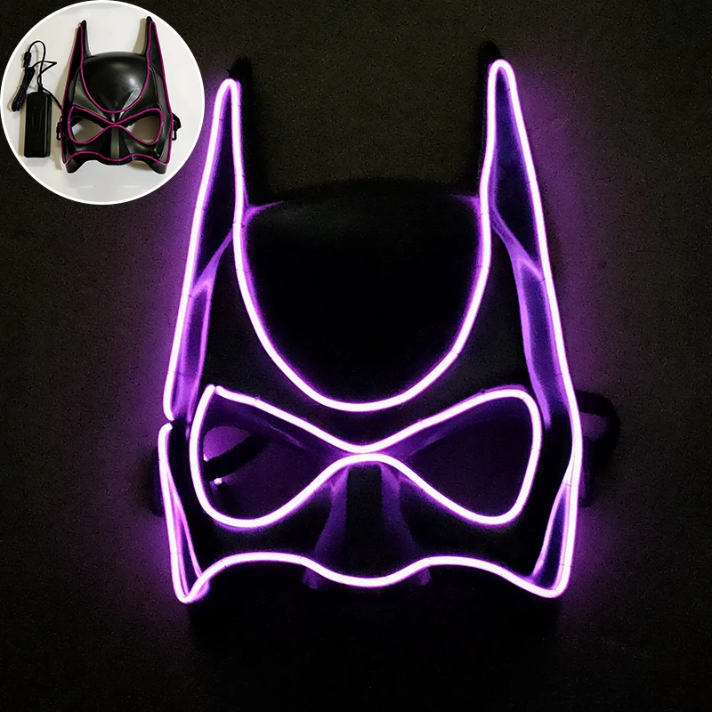 Halloween Glowing Supplies Cosplay Bat Half Face Headgear Mask Super Hero Decorative Party Mask