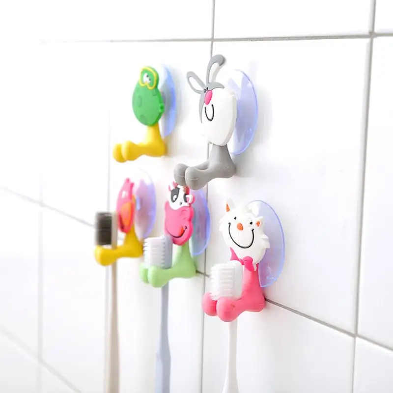 Porte-brosse à dents mural avec ventouse pour enfant, support mignon avec crochets, 1 pièce