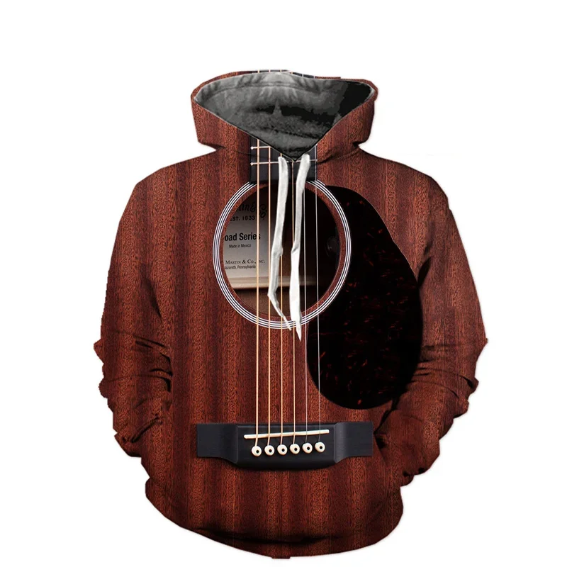 

2024 Retro Music Guitar Art 3D Print Hoodies Men Long Sleeves Hooded Sweatshirts Fashion Street Hip Hop Oversized Tops Pullovers