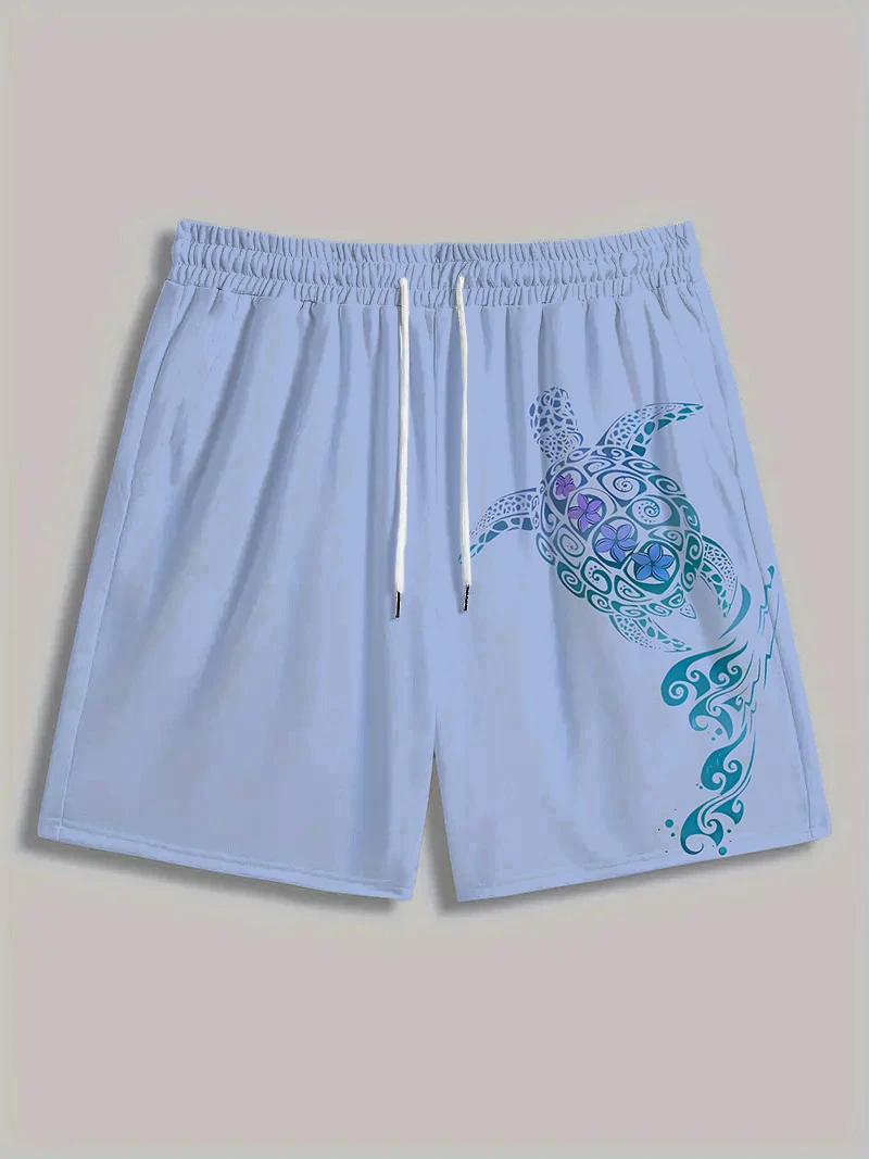 

Men's Animal Turtle Beach Shorts Beach Pants Hawaiian Casual Mid-Rise Street Design Drawstring Outdoor Holiday