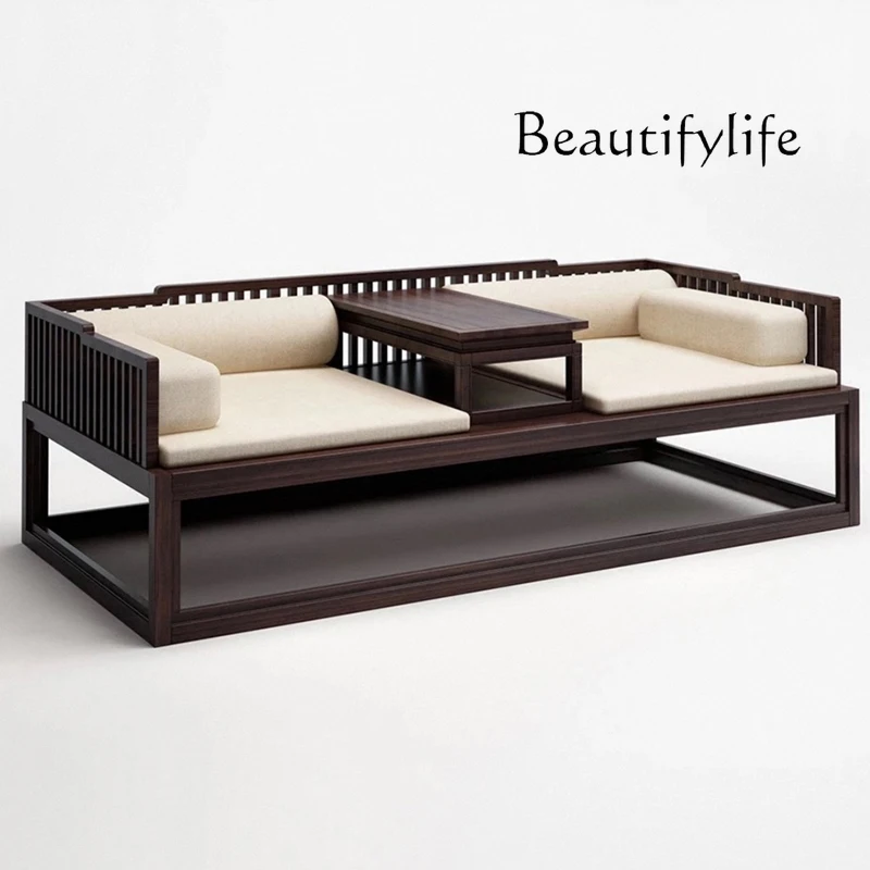 

New Chinese Arhat Bed Solid Wood Sofa Pulling Double Tea Room Tea Table Living Room Zen Push-pull