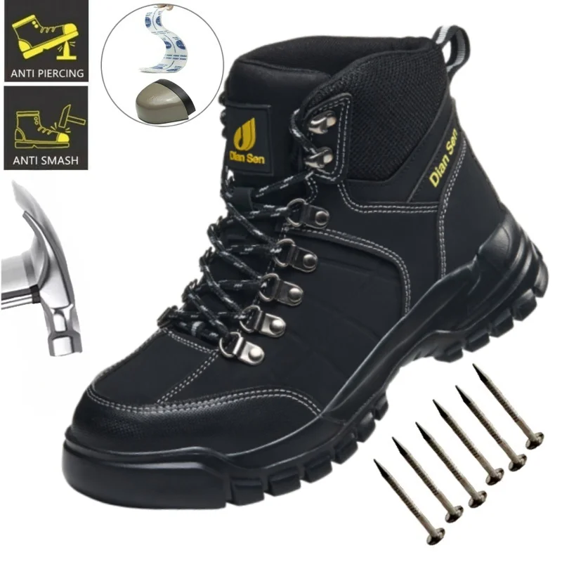 Men's Indestructible Safety Boots, Anti Smashing Steel Toe Work Shoes, Anti Impact, Anti Slip, Comfortable Work Safety Shoes