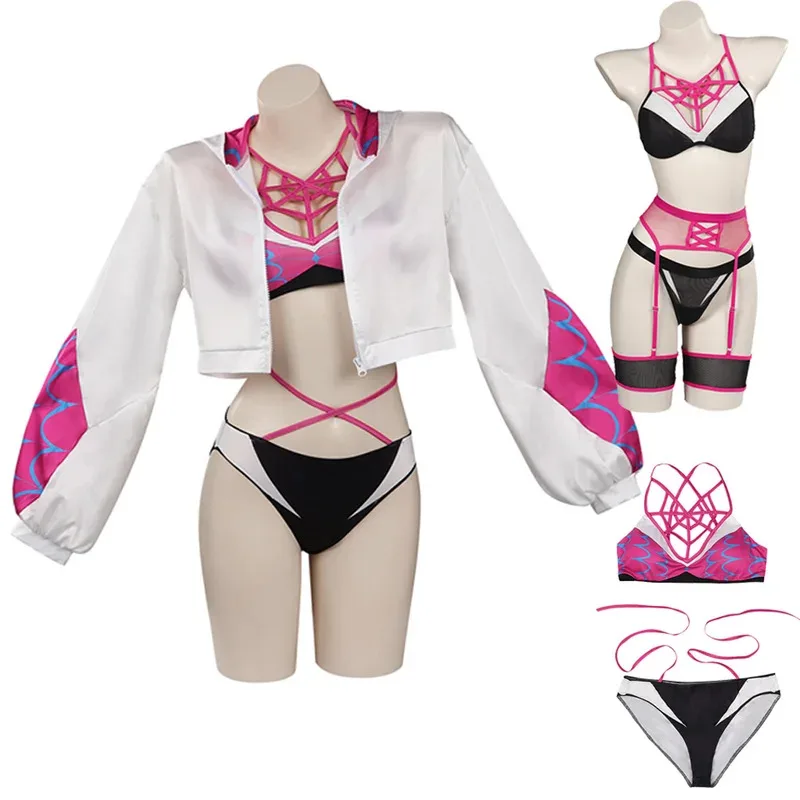 Disfraz de Gwen, traje de baño Sexy, trajes cruzados de película para niñas, mujeres, adultos, disfraz de fiesta de Carnaval de Halloween, maleta de juego de rol;8,k'5;