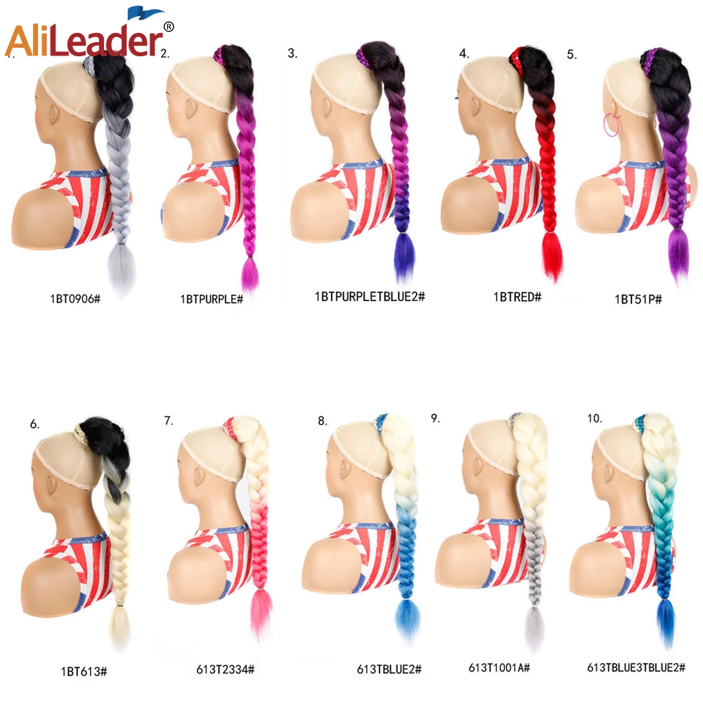 JGreeting-Queue de cheval tressée synthétique pour femme, extensions de cheveux à clipser, queue de poisson noire, tresses de proximité Wstring, 24