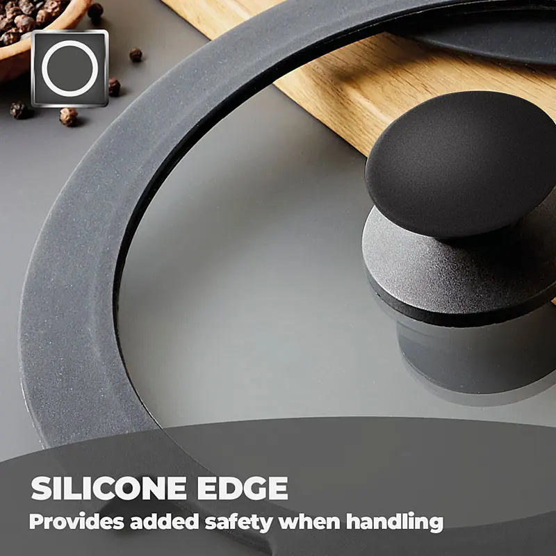 الغذاء الصف سيليكون استبدال غطاء مقلاة العالمي الزجاج المقسى غطاء وعاء ل 18/20/26 سنتيمتر المقالي الأواني مقالي غطاء تجهيزات المطابخ #2