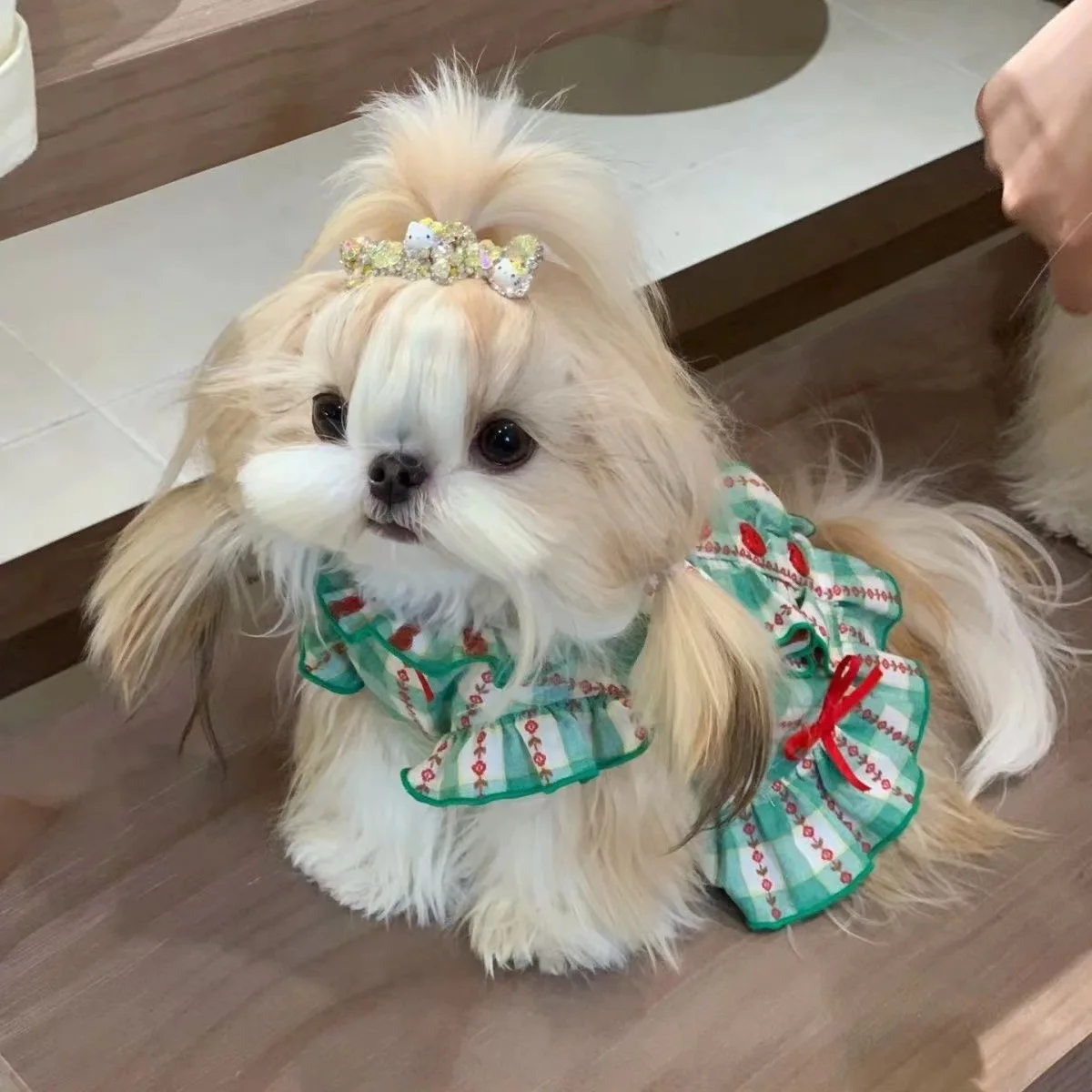 

INS style plaid Shirt Skirt Pet princess Dress Dog Vest Love Tie Pet Clothing Dog Costume Supplies Skirt