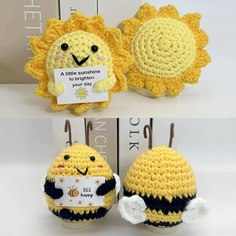 Accesorios de escritorio de patata positiva de ganchillo, muñecas de ganchillo, regalos divertidos, decoración Interior de oficina para el hogar, regalos de Navidad y Halloween