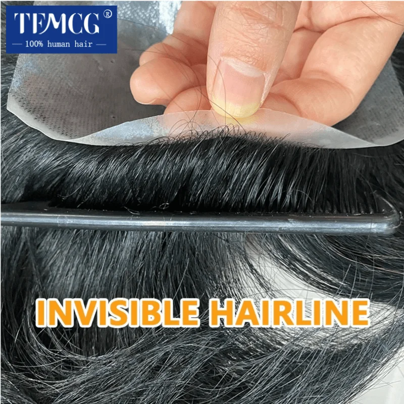 Male Hair Prosthesis Silicone Microskin Base 100% Human Hair Replacement Mens Toupee Breathable Biological Scalp Wigs For Men