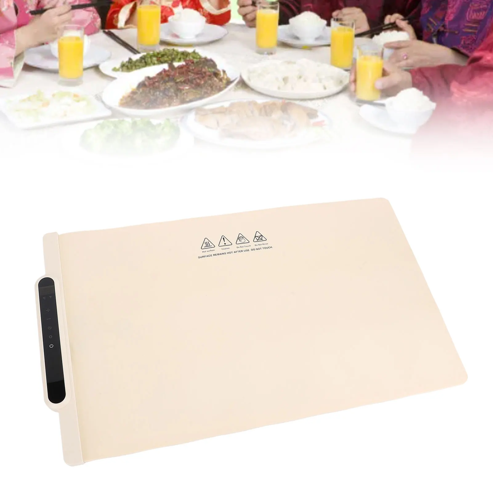 Rollable Electric Warming Tray Adjustable Temperature Full Surface Heating Silicone Food Warmer Mat Auto Shut Off for Parties