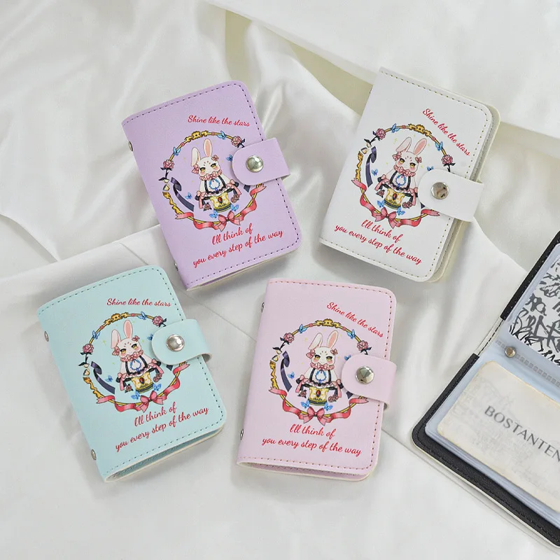 لطيف أرنب المفاجئة حامل بطاقات التعريف الشخصية واضح 20 فتحات بطاقة حقيبة محفظة من جلد PU الفتيات الطلاب هدية غطاء صور صغير Photocard
