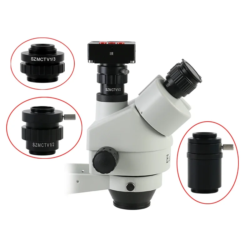 0,5X 0,35X 1X obiektyw z mocowaniem C SZM SZN 1/2 1/3 CTV Adapter do trójokularowego mikroskopu stereoskopowego akcesoria zamienne