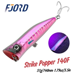 FJORD 140mm 51g Popper Fishing Lure Sea Saltwater Hard Baits Floating UV Effect Swimbaits Surface Tuna Topwater Artificial Baits