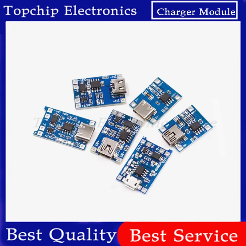 5pcs Micro USB 5V 1A 18650 TP4056 Lithium Battery Charger Module Charging Board With Protection Dual Functions 1A Li-ion