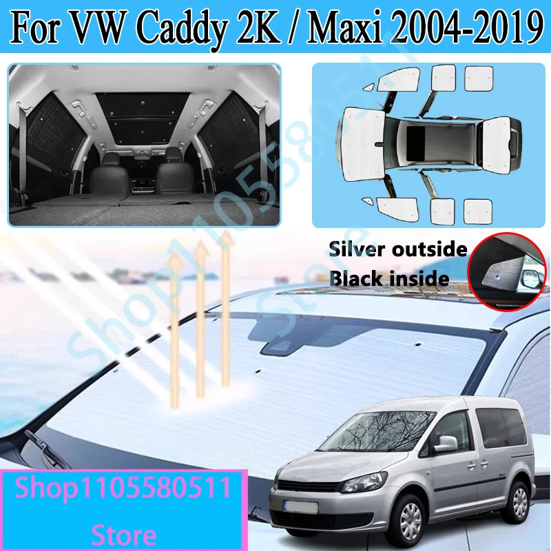 Sun Shade For Volkswagen VW Caddy 2K Maxi 2004~2019 Car Full Visor Sunscreen Protection Anti-UV Window Privacy Cover Accessories