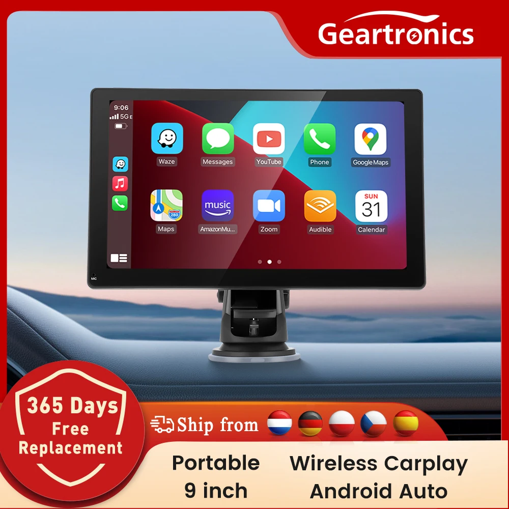 9 Inch Car Mirror CarPlay Android Auto Car Radio Multimedia Video Player Portable Touch Screen Dashboard DVR Support Rear View