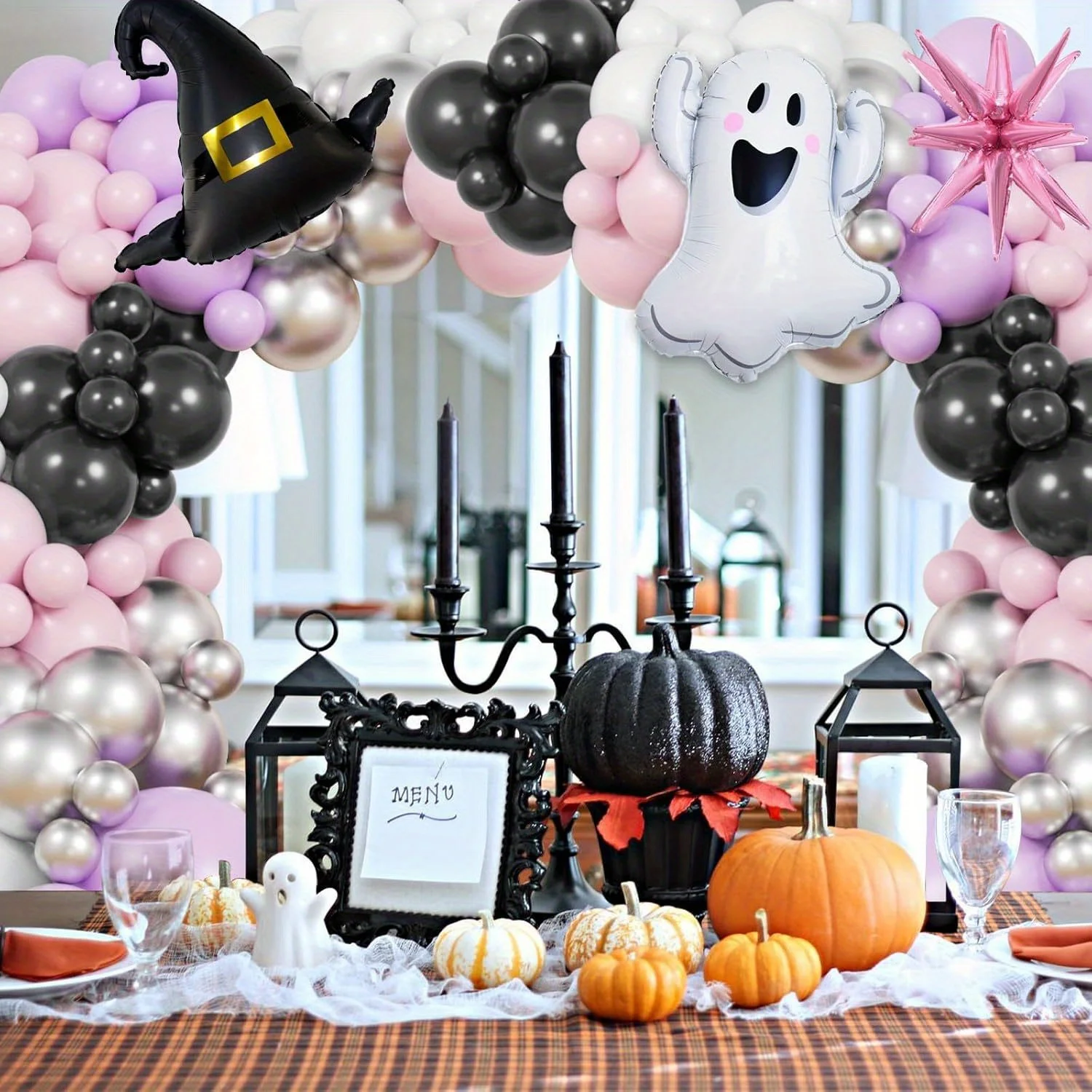 مجموعة مكونة من 148 قطعة من بالونات الهالوين باللون الوردي والأرجواني لتزيين الهالوين الحلو والرائع وأنشطة الهالوين #4