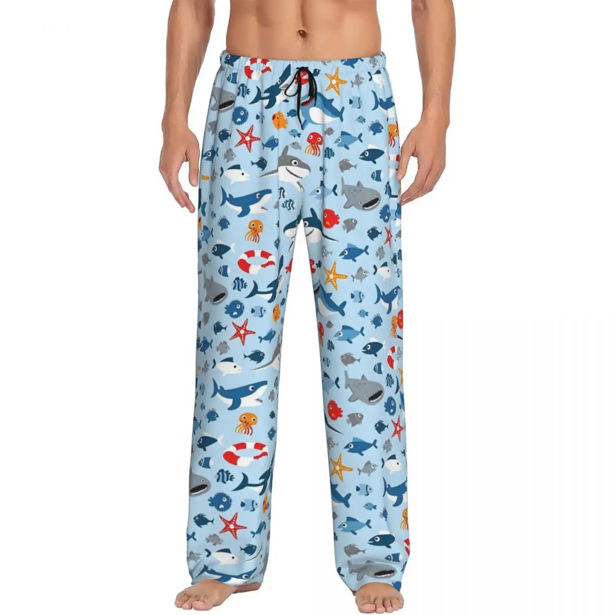 

Custom Shark Pajama Pants Sleepwear Men Elastic Waistband Cute Animal Sleep Lounge Bottoms with Pockets