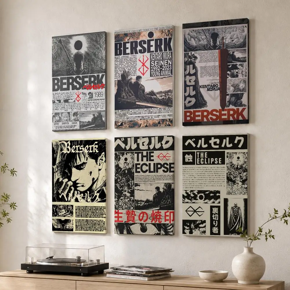 Japanese Anime B-Berserk Framed Wall Painting Wood Framed Wall Art Print For Bedroom Living Room Hallway Office Home Decor