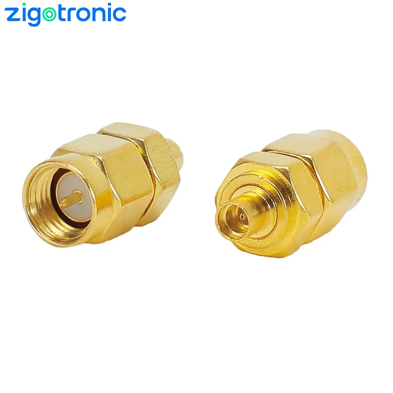 Zigotronic Pure Brass Gold Plated SMA Male to MMCX Female Adapter Low Loss SMA-MMCX-JK Coax Connector for WiFi Antenna Extension