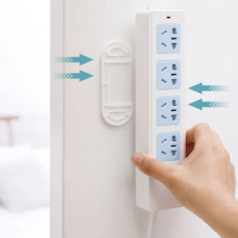 Self-Adhesive Desktop Socket Fixer Cable Organizer Punch-Free Seamless Power Strip Holder Stand For Fixed Socket Tissue Box