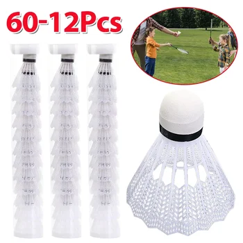 60-12pcs Plastic Training Ball Lightweight Badminton for Hitting Practice Portable Shuttlecocks for Training Kids Entertainment