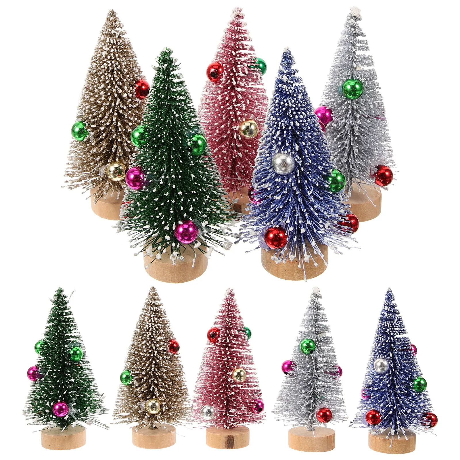 

12Pcs Festive Mini Christmas Tree Decor for Desktop Table Shelf Cabinet Holiday Season Party Home Decoration Xmas Scene Ornament