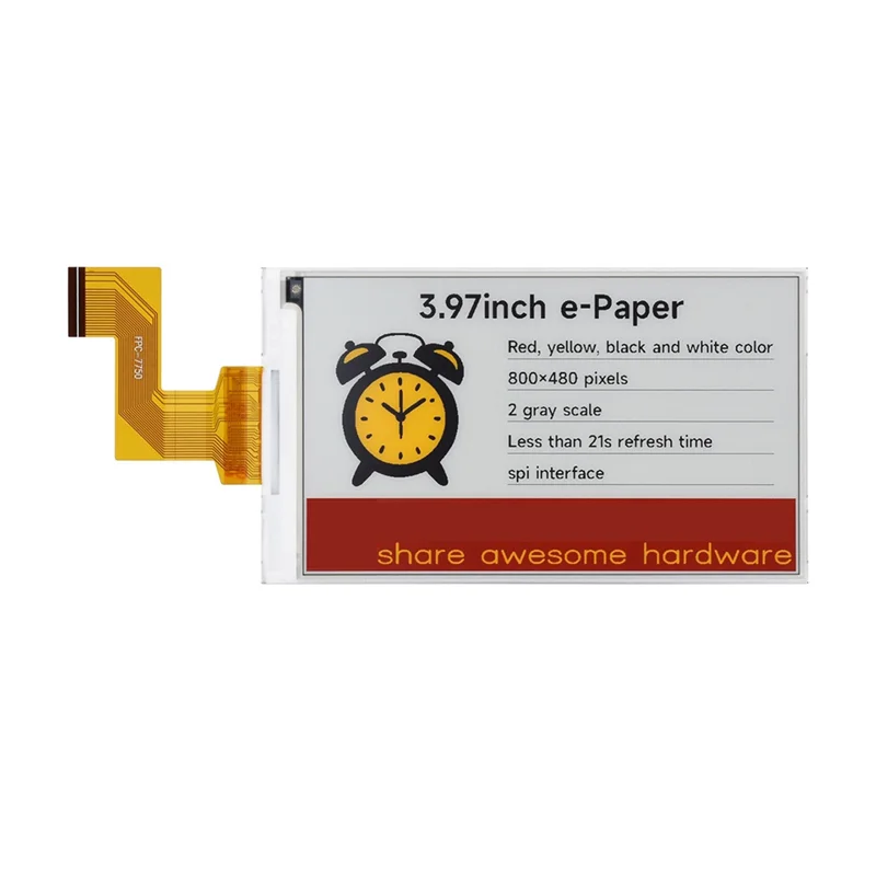 

Superb 800X480 E-Ink Display 3.97 Inch Red Yellow Black White E-Paper Screen SPI For Raspberry Pi Arduino Jetson STM32 ESP32