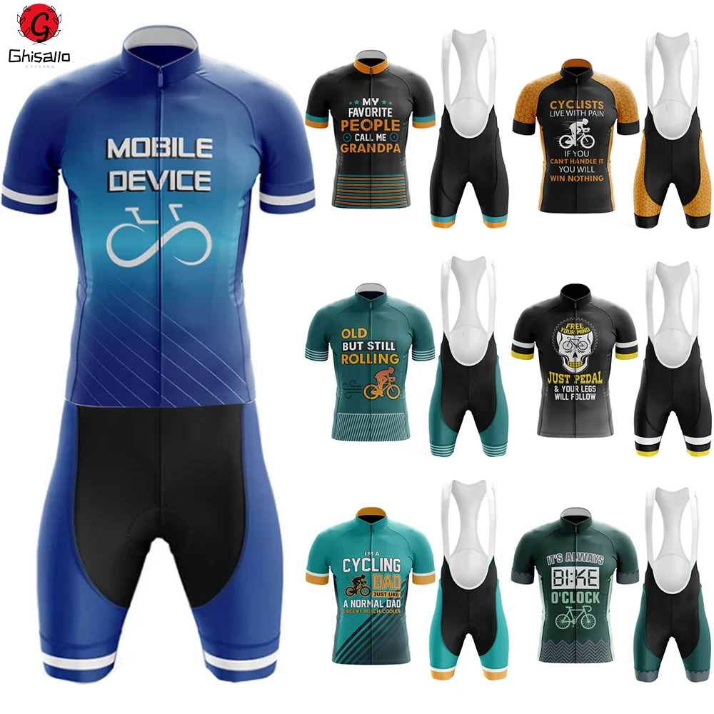 21 New Style 1 Cycling Jersey Set Bicycle Suit Bike Summer Sleeve Men Bib Shorts Clothes Por Team Men's Bike 20D Gel Pad Lasting