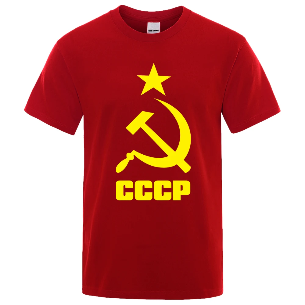 

Mens T-Shirt 2021 Summer CCCP Russian T Shirts Men USSR Soviet Union Man Short Sleeve Tshirt Moscow Mens Tees Brand O Neck Tops