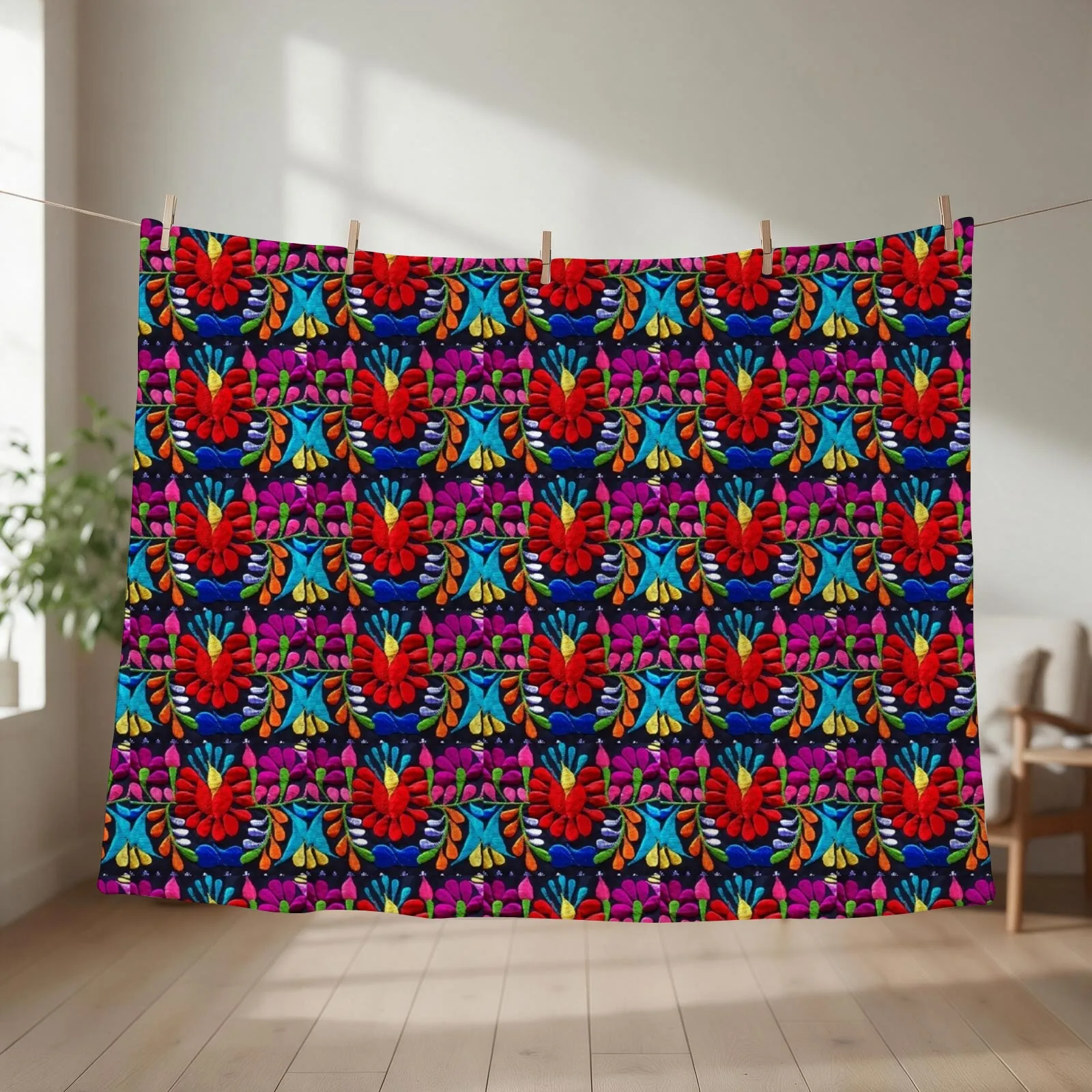 Fiesta Flowers Throw Blanket couch cozy soft plush fuzzy picnic outdoor blanket