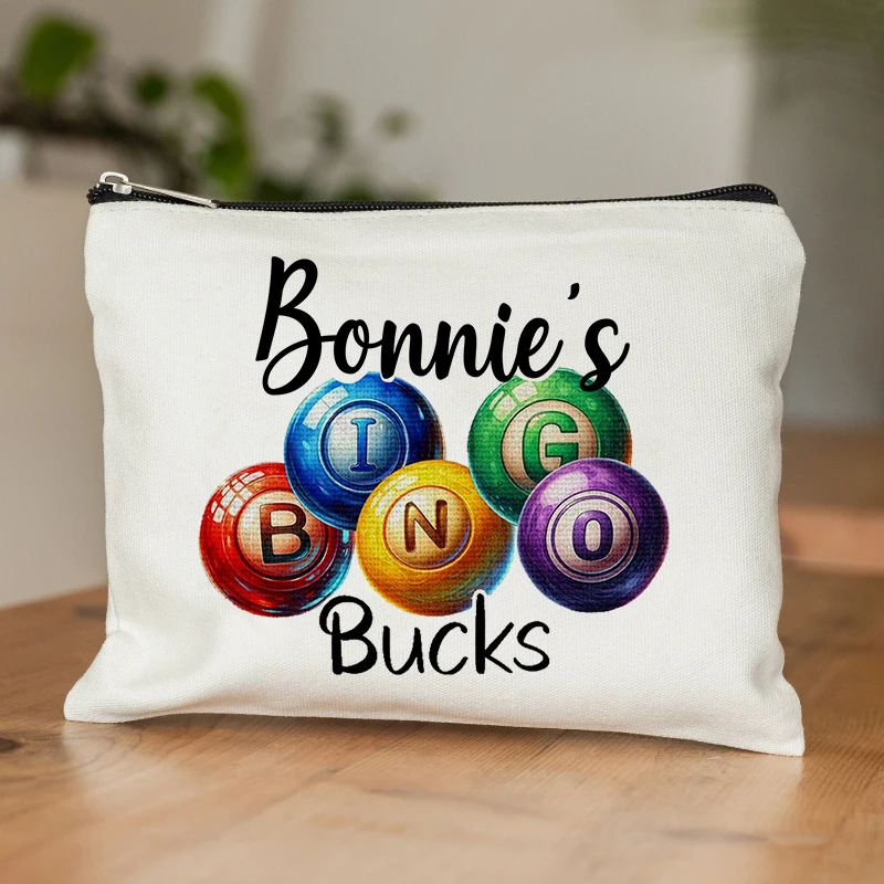 Personalized Name Customization Bingo Gift for Her and Mom Bingo Accessories Travel Makeup Bag Lipstick Storage Bag Wallet