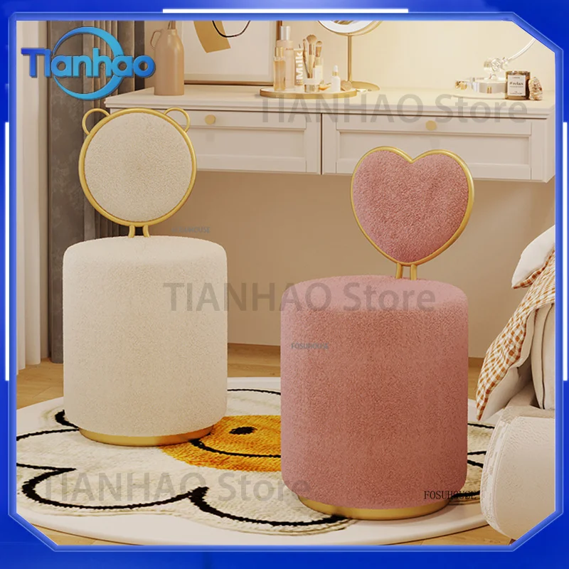 Modern Light Luxury Bedroom Stool for Dressing Table Minimalist Makeup Vanity Chair with Backrest for Bedroom Furniture