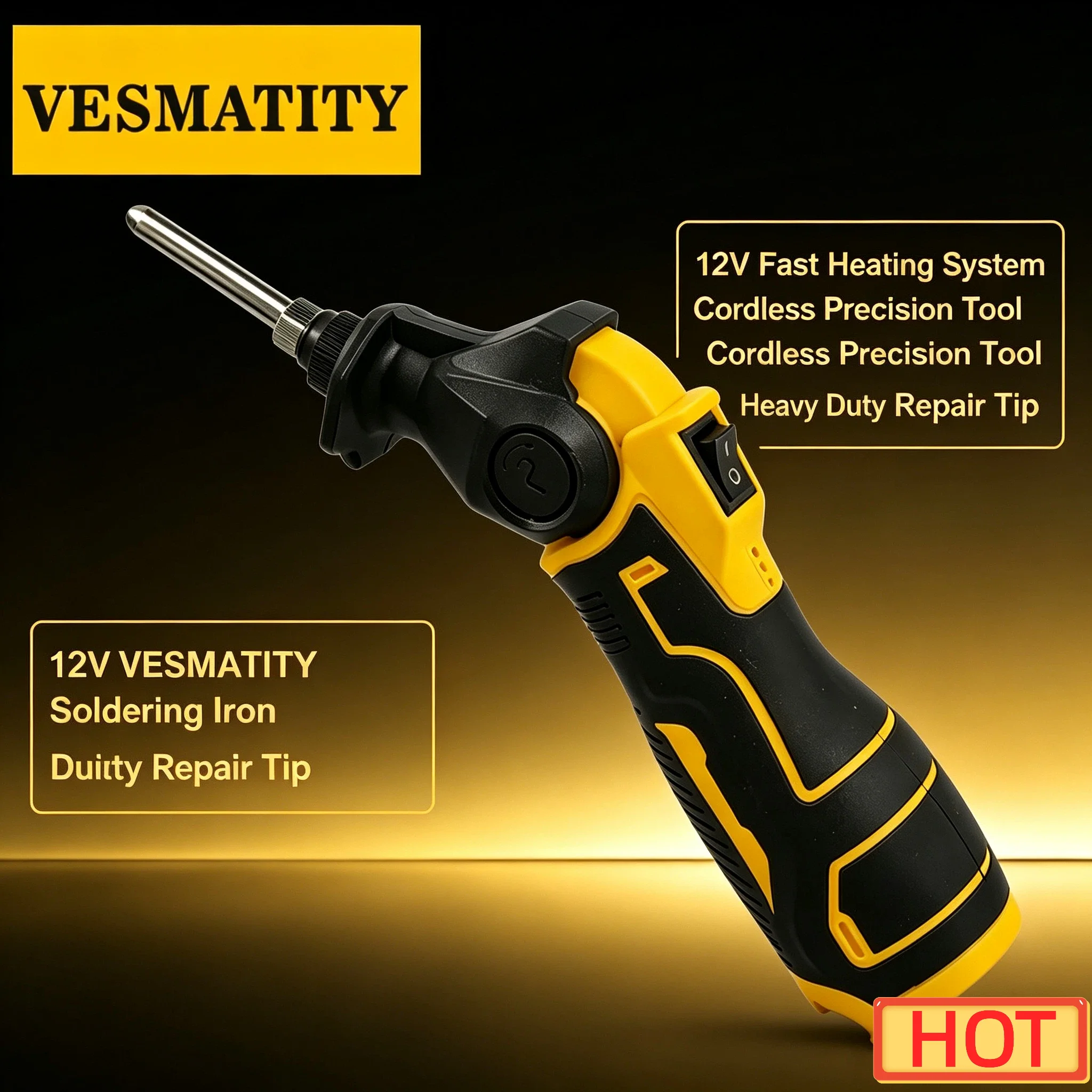Vesmatity 30W Cordless Electric Soldering Iron Fast Heating Adjustable Temperature Welder 18V 20V Battery Pro Max