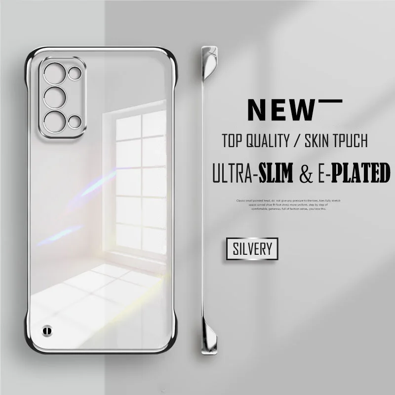 Luxuriöse, transparente, rahmenlose, ultradünne Hülle für Oppo Reno 6 8 Pro Global Clear Hard Lens Protection Cover