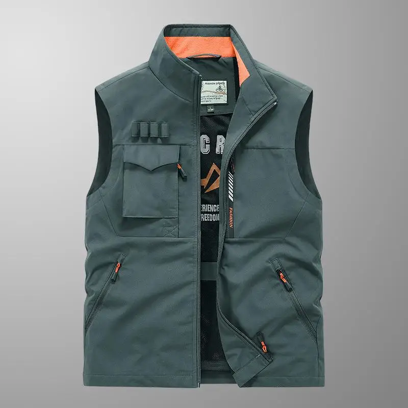 2024tactical Vest Men Waistcoat Outdoor Fishing Vest Multi Pocket Quick Dry Fishing Sleeveless Jacket Reporter Vest Plus Size6x